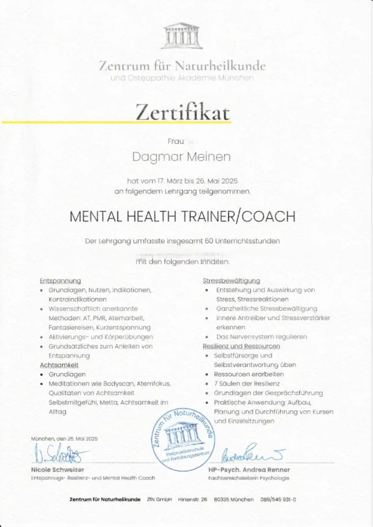 Zertifikat Mental Health Coach